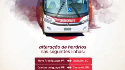 Imagem de capa da matéria: Alteração de horários para os destinos de Joinville, Nova P. do Iguaçu, Quedas do Iguaçu e Cascavel