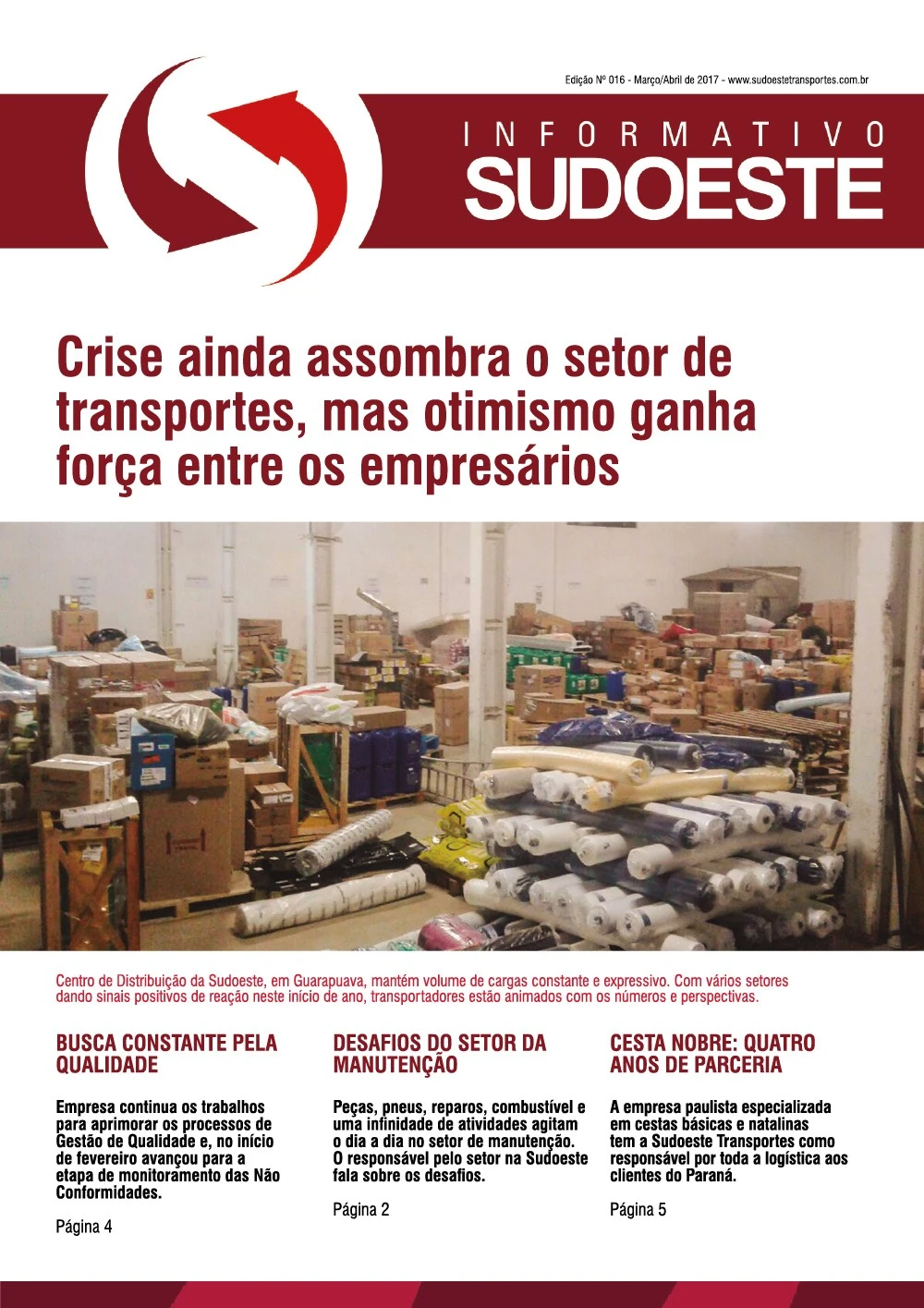 Capa do Informativo Sudoeste